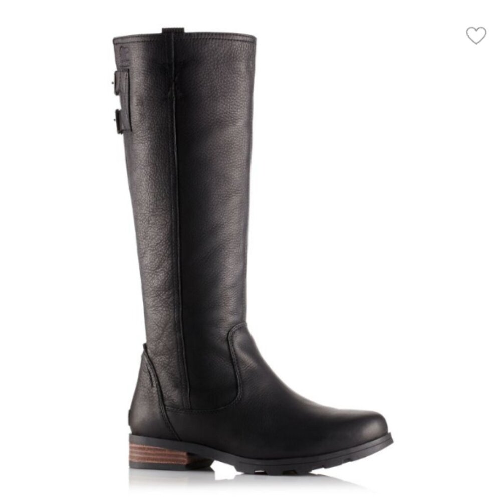 Sorel Women's Emelie Waterproof Leather Tall Boots Black Size 9.5